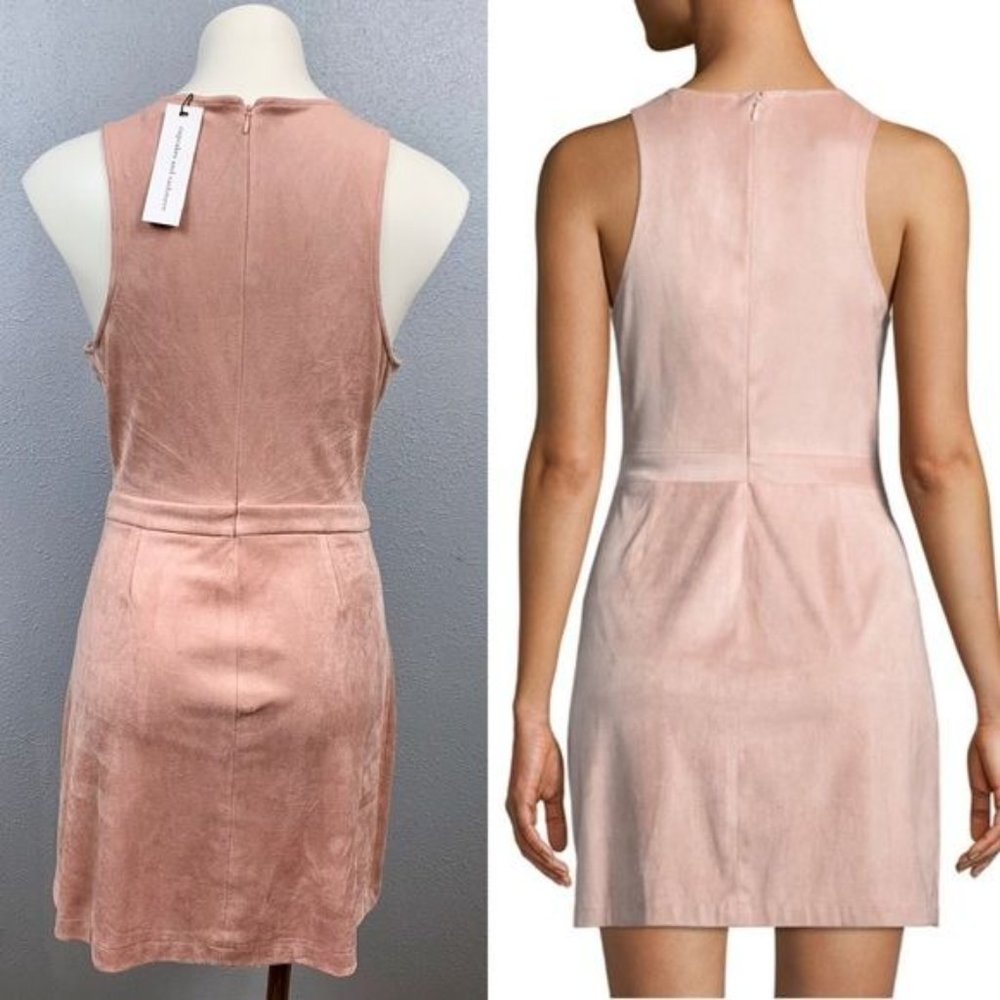 Cupcakes and Cashmere Dalton Lace Up faux suede Mini dress size Small NWT - Picture 3 of 7